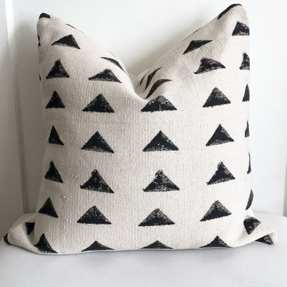 COPY - MudCloth triangle pillow cover 24x24 boho …